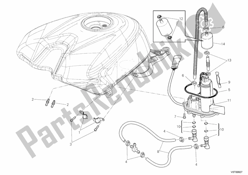 Todas as partes de Bomba De Combustivel do Ducati Superbike 1198 R USA 2010